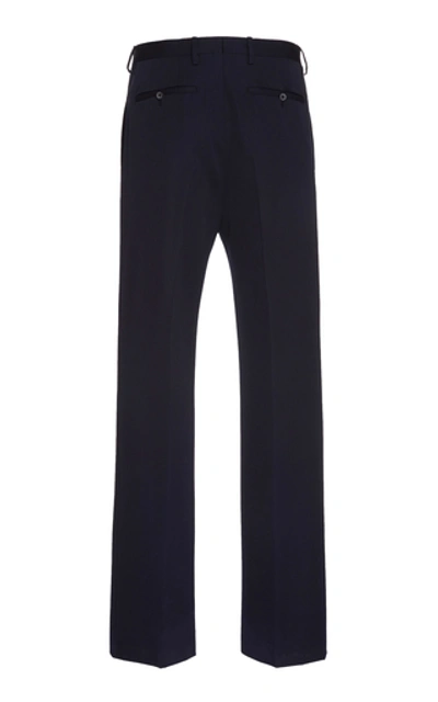 Shop Lanvin Wide-leg Wool Trousers In Navy