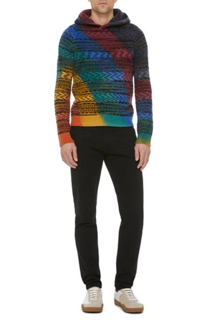 Shop Missoni Striped Cashmere And Wool-blend Hooded Sweatshirt