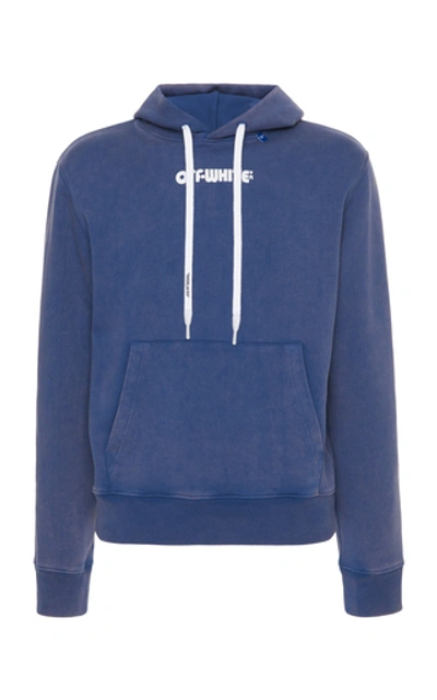 Shop Off-white Printed Cotton-jersey Sweatshirt In Blue