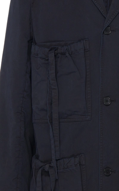 Shop Jw Anderson Oversized Cotton-twill Jacket In Navy