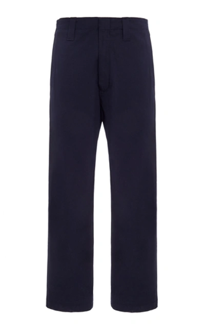 Acne Studios Astym High-rise Cotton-blend Flared Trousers In Navy