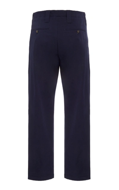 Astym High-rise Cotton-blend Flared Trousers In Navy