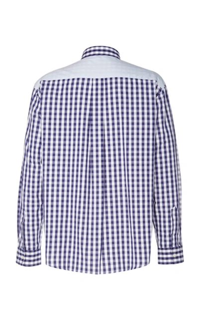 Shop Jw Anderson Patchwork Gingham Cotton-poplin Shirt In Blue