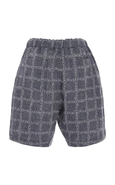 Shop Jw Anderson Printed Cotton-voile Shorts In Navy