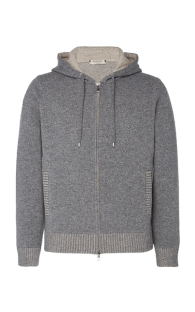 Shop Fioroni Wool And Cashmere-blend Hooded Sweatshirt In Grey