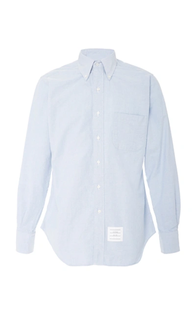 Shop Thom Browne Cotton-oxford Button-down Shirt In Blue