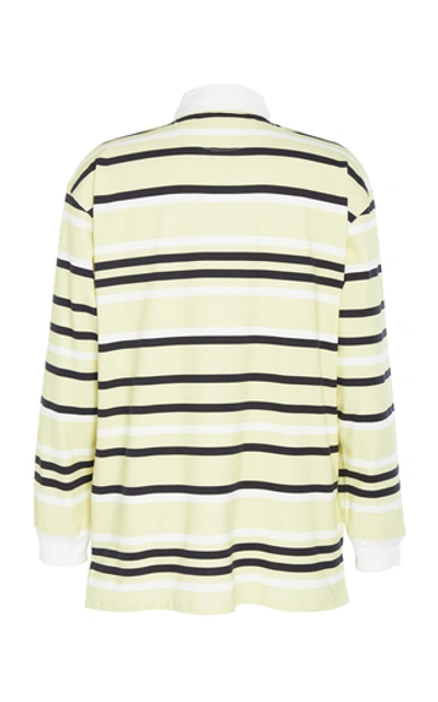 Shop Jw Anderson Twill-trimmed Striped Cotton-jersey Rugby Shirt In Green