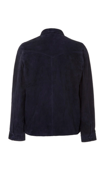 Shop Officine Generale Coach Soft Suede Jacket In Navy