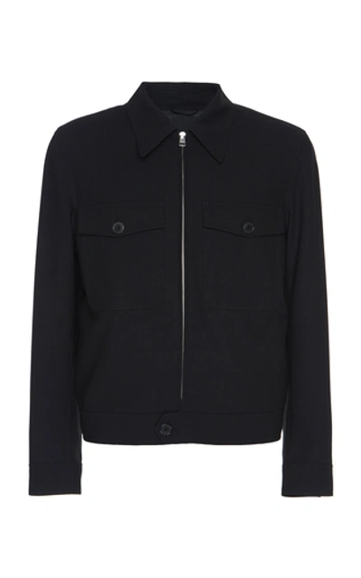 Shop Ami Alexandre Mattiussi Wool Zip Jacket In Black