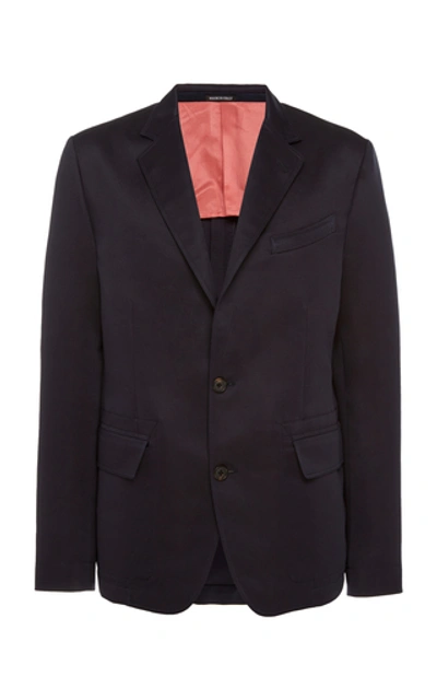 Shop Alexander Mcqueen Silk-blend Blazer In Navy