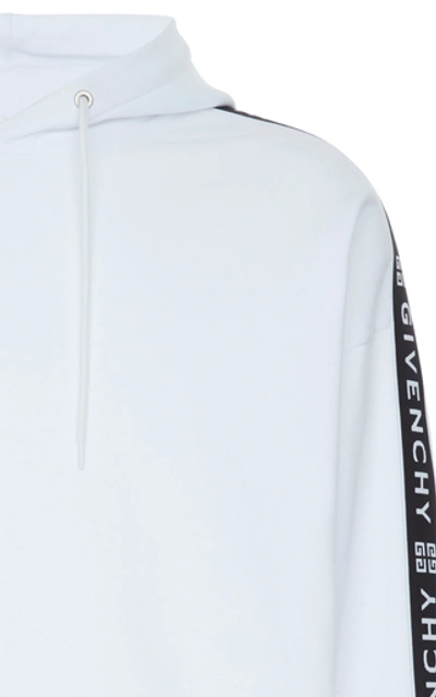 Shop Givenchy Logo-jacquard Cotton-jersey Hooded Sweatshirt In White