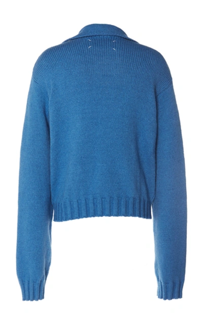 Shop Maison Margiela Rib-knit Cotton-blend Sweater In Blue