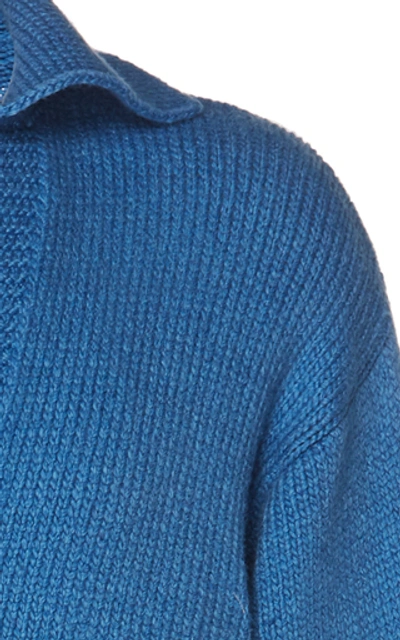 Shop Maison Margiela Rib-knit Cotton-blend Sweater In Blue