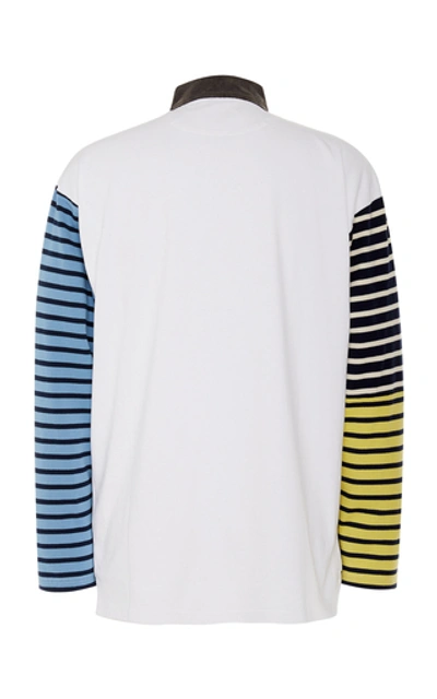 Shop Jw Anderson Striped Cotton-jersey Rugby Polo In Blue