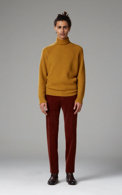 Shop Ermenegildo Zegna Corduroy Straight-leg Pants In Burgundy