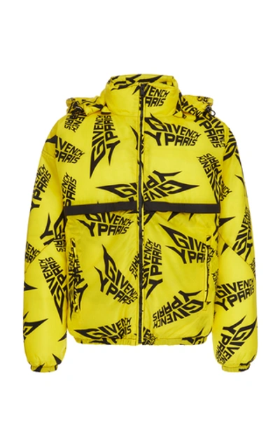 Shop Givenchy Printed Shell Hooded Down Jacket In Yellow