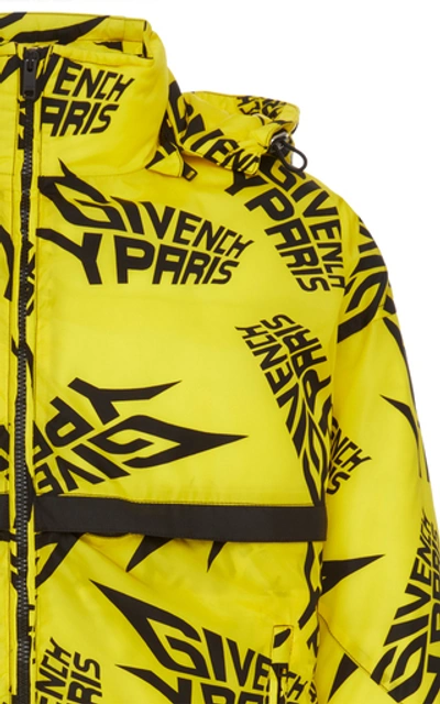 Shop Givenchy Printed Shell Hooded Down Jacket In Yellow