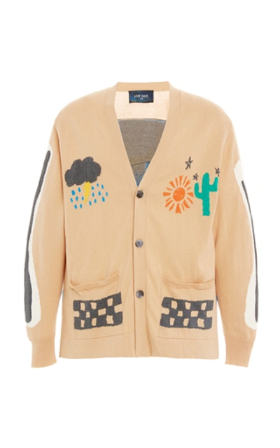 Shop Lost Daze Desert Wings Intarsia-knit Cotton-blend Cardigan In Neutral