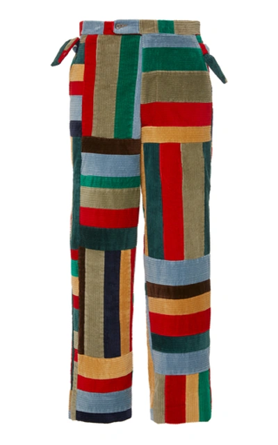 Shop Bode Patchwork Cotton-corduroy Wide-leg Pants In Multi