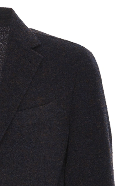 Shop Ermenegildo Zegna Melange Wool-bouclé Blazer In Navy