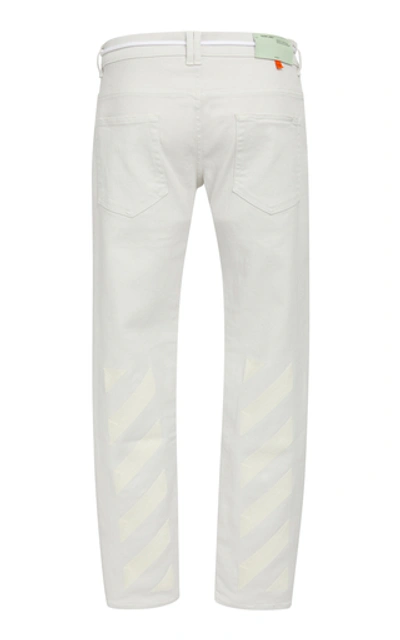 Shop Off-white Tasseled Belted Mid-rise Skinny Jeans In White