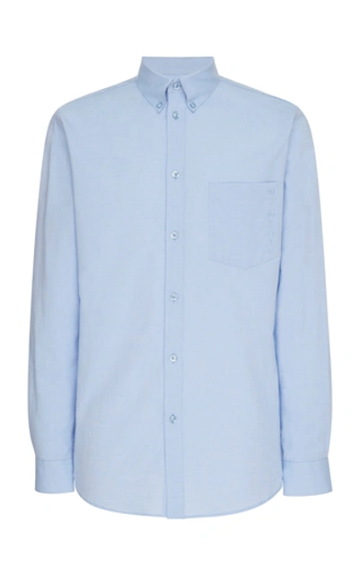 Shop Givenchy Logo-embroidered Cotton-poplin Shirt In Blue