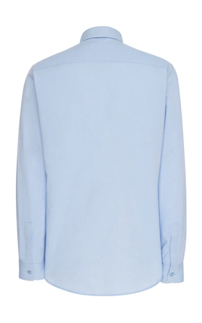 Shop Givenchy Logo-embroidered Cotton-poplin Shirt In Blue