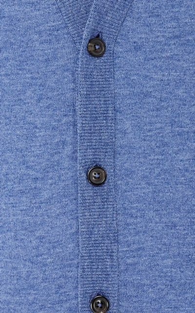 Shop Maison Margiela Wool-cotton Cardigan In Blue
