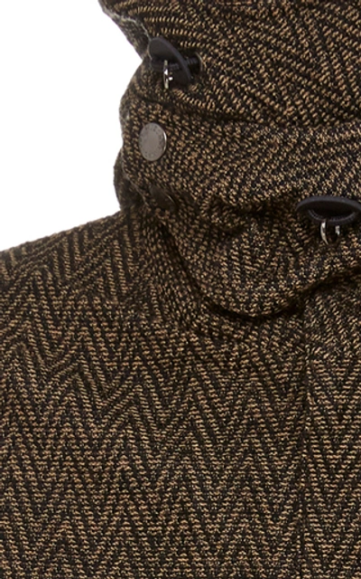 Shop Missoni Hooded Herringbone Parka In Brown