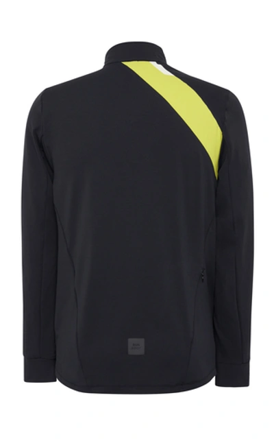 Shop Soar Striped Stretch-knit Track Jacket In Black