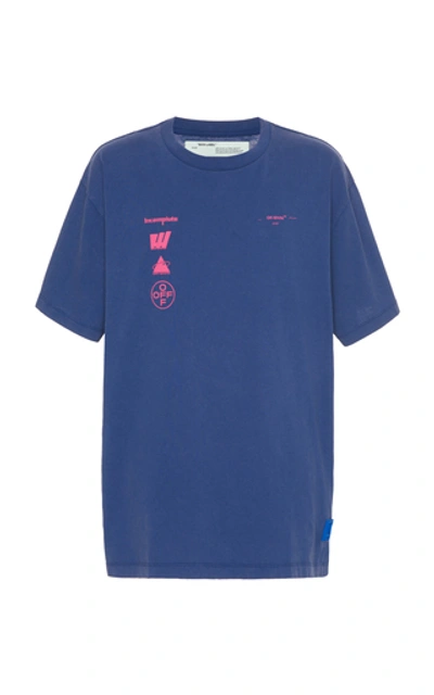 Shop Off-white Printed Cotton-jersey T-shirt In Blue