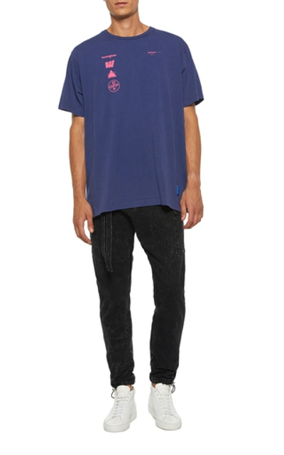 Shop Off-white Printed Cotton-jersey T-shirt In Blue