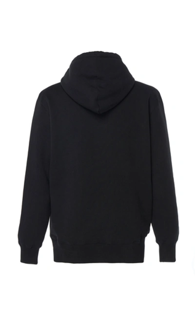 Shop Jw Anderson Logo-embroidered Cotton-jersey Hooded Sweatshirt In Black