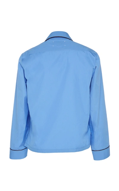 Shop Maison Margiela Camp Collar Cotton Pajama Shirt In Blue