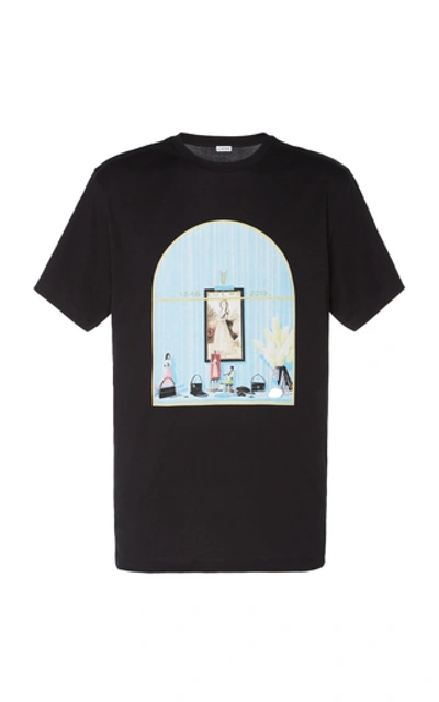 Shop Loewe Window Printed Cotton-jersey T-shirt In Black