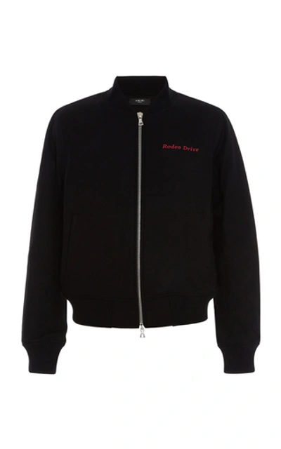 Shop Amiri Beverly Hills Wool Bomber Jacket In Black
