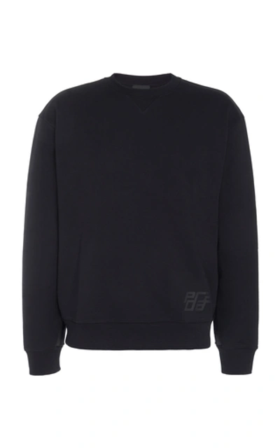 Shop Prada Logo-printed Cotton-jersey Sweatshirt In Black