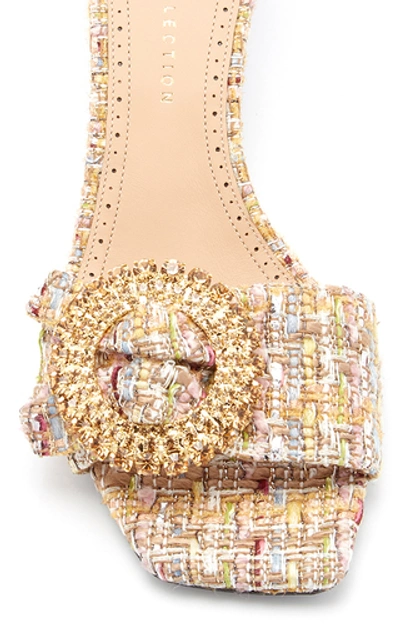 Shop Brock Collection Buckle-embellished Multi-colored Tweed Sandals