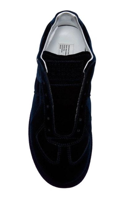 Shop Maison Margiela Replica Velvet Sneakers In Navy