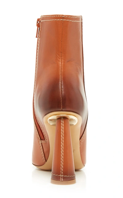 Shop Jacquemus Les Bottes Toula Leather Ankle Boots In Burgundy