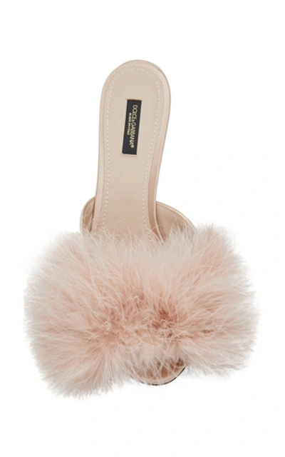 Shop Dolce & Gabbana Feather-embellished Satin Mules In Pink