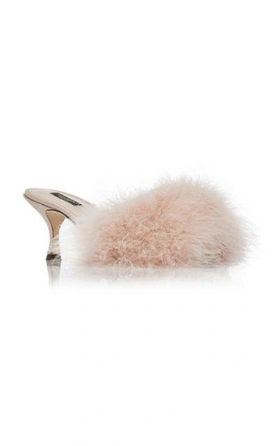 Shop Dolce & Gabbana Feather-embellished Satin Mules In Pink