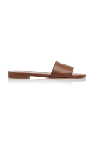 Shop Prada Logo Slides In Brown