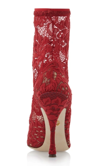 Shop Dolce & Gabbana Lace Ankle Boots In Red