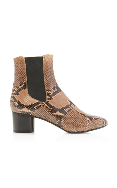 Shop Isabel Marant Danae Snake-effect Leather Ankle Boot In Brown