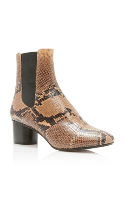 Shop Isabel Marant Danae Snake-effect Leather Ankle Boot In Brown