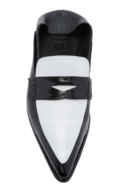 Shop Loewe Contrast Leather Loafers In Black/white