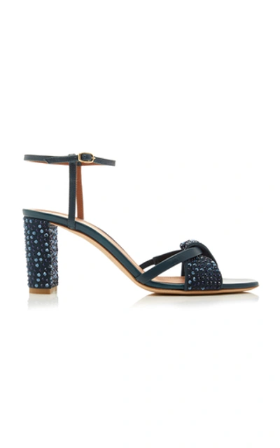 Shop Malone Souliers Tara Crystal-embellished Leather Sandals In Blue