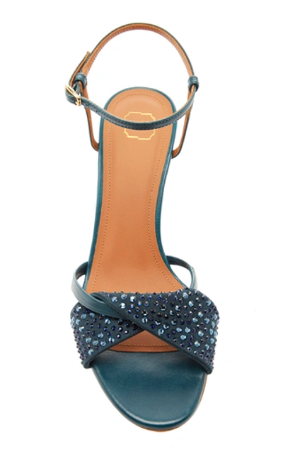 Shop Malone Souliers Tara Crystal-embellished Leather Sandals In Blue