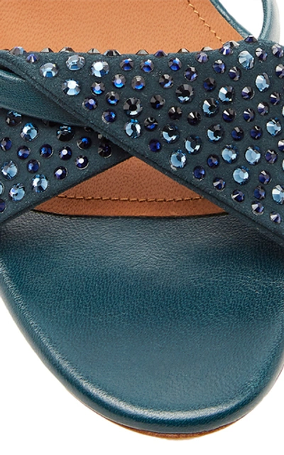 Shop Malone Souliers Tara Crystal-embellished Leather Sandals In Blue